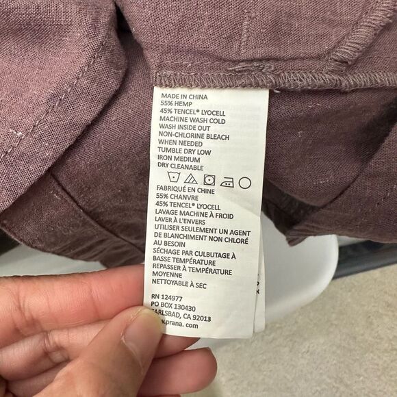 prAna Aster Button Front Tunic‎ - Women's Dark Mauve size small, Hemp Blend - Picture 8 of 10